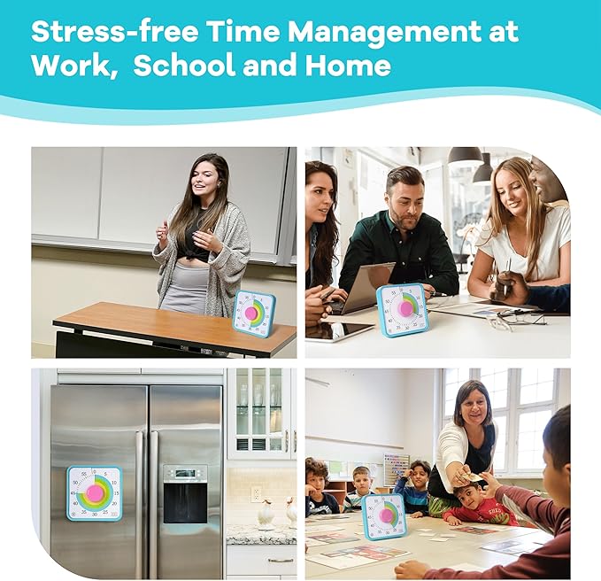 TWENTY5 SEVEN Countdown Timer 7.5 inch; 60 Minute 1 Hour Visual Timer – Classroom Teaching Tool Office Meeting, Mechanical Countdown Clock for Kids Exam Time Management Magnetic, Macaron Sky Blue