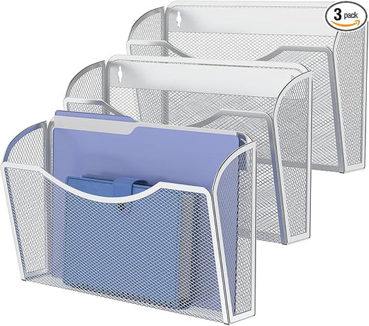MINDEPOT Wall File Organizer,Hanging Wall Mounted File Folder Binder Holder Mail Organizer for Office,Home and School Supplies