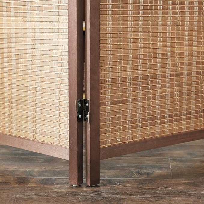 Furnnylane 5 Panel Bamboo Room Divider and Folding Panel Screen,Bamboo Panel Divider for Room Separation,Brown,67" H x 76.75" W