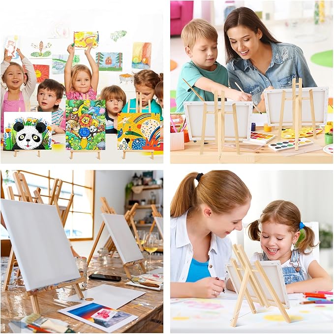 ESRICH 16Pack 11.8" Wood Easels,Tabletop Easel for Painting,Painting Party, Displaying Canvases, Kids Student Table School Desktop, Portable Canvas Photo Picture Sign Holder