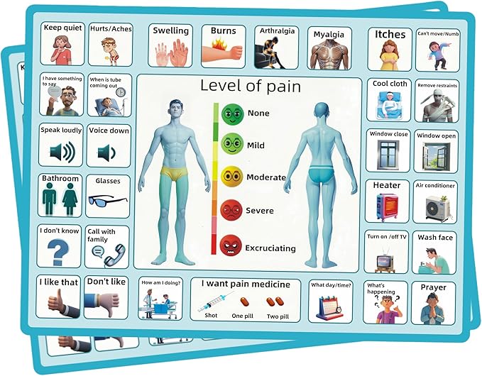 2 Pcs 15''x 11''Nonverbal Communication Board,for Patient、Stroke Therapy Equipment for Adults、AAC Device for Autism、Communication Board for Nonverbal People（no Handle）