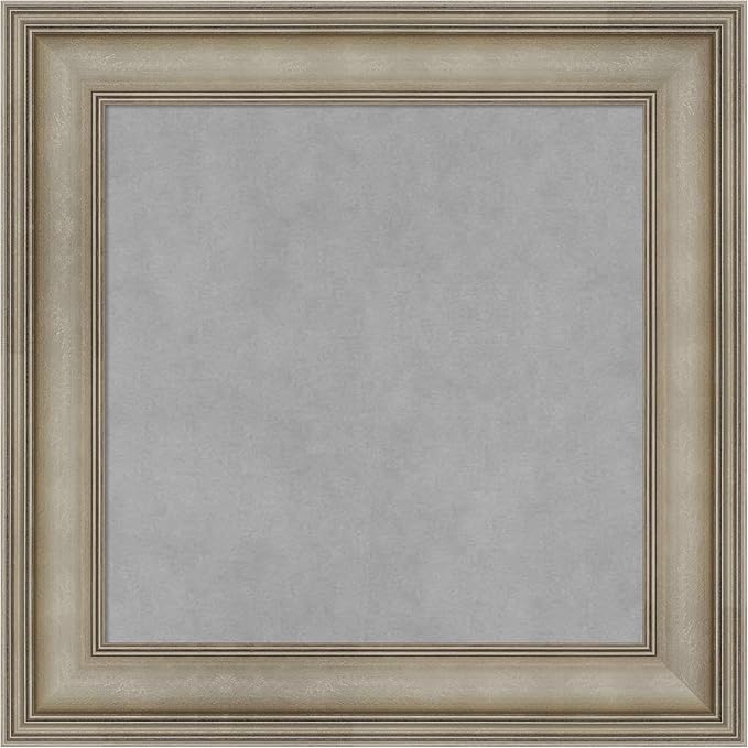 Amanti Art Silver Framed Magnetic Board 21x21 Small Vision Board for use with Magnets, 100% Metal Sheet to Display Items as Office Decor or for Home Organization in mudroom, Kitchen or Kids Room