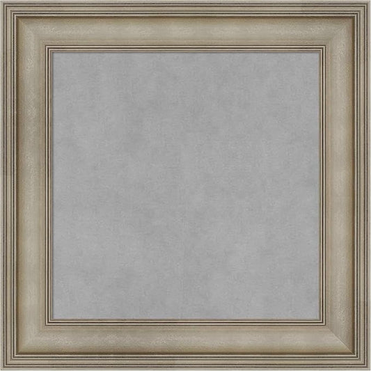 Amanti Art Silver Framed Magnetic Board 21x21 Small Vision Board for use with Magnets, 100% Metal Sheet to Display Items as Office Decor or for Home Organization in mudroom, Kitchen or Kids Room