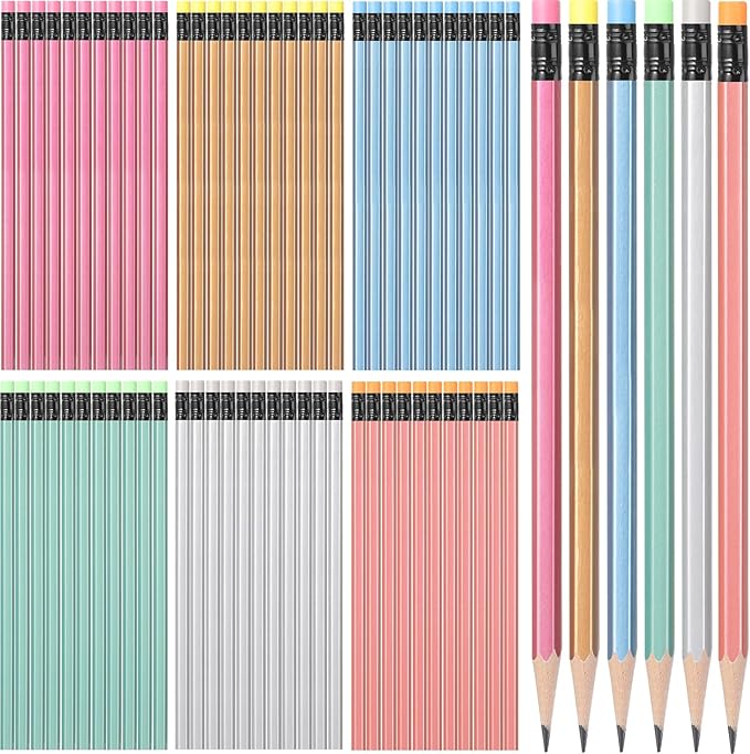TecUnite 120 Pcs #2 HB Pencils with Eraser No 2 Unsharpened Wooden Hexagonal Pencils for Adults Gifts for School Exam art Learning Office Sketching (Multicolor)
