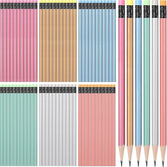 TecUnite 120 Pcs #2 HB Pencils with Eraser No 2 Unsharpened Wooden Hexagonal Pencils for Adults Gifts for School Exam art Learning Office Sketching (Multicolor)