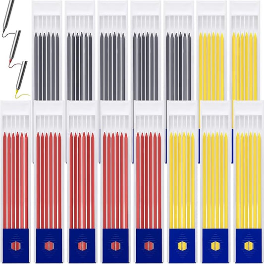 Zhehao 90 Pack 2.8 mm Pencil Lead Refills for Carpenter Mechanical Construction Pencil Replacements Metal Marker Refills Solid Pen Replacements for Carpenter Writing Drawing Drafting, Black, Red, Gold
