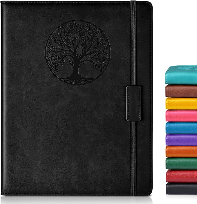 Biuwory Lined Journal Notebook for Women Men,256 Pages A4 Large Hardcover Leather Journals for Writing,Travel,Business,Work,School,College Ruled Notebooks for Note Taking, Diary Notepad 8.6"×11"