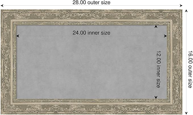 Amanti Art Silver Framed Magnetic Board 16x28 Small Vision Board for use with Magnets, 100% Metal Sheet to Display Items as Office Decor or for Home Organization in mudroom, Kitchen or Kids Room
