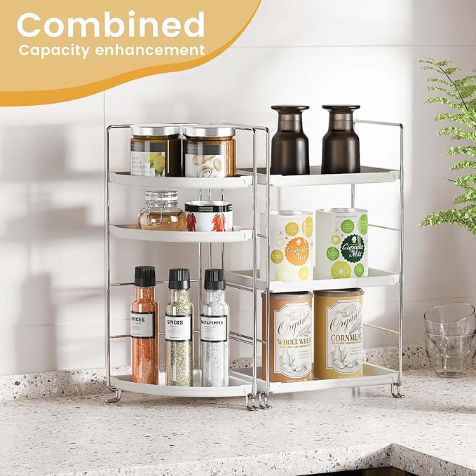 JANUS LiANG 3-Tier Bathroom Counter Organizer, Plastic Bathroom Organizer, Tool-Less Installation Makeup Vanity Tray, Bathroom Organizer Countertop Skincare Perfume Organizers (Chrome)
