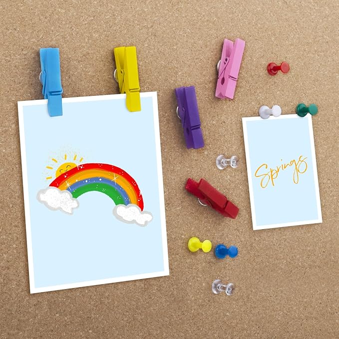Push Pins，LYroo 200 Pcs Flower Thumb Tacks Wood Pin Board Map Tacks Marking Pins Assorted Colors Push Pin Clips for Cork Board Cute Desk Decor Accessories for Women Office Teacher Supplies