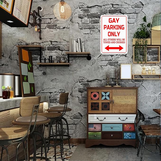 HBXNZ Gay Parking Only Sign Funny Gay Plaque Garage Bar Wall Decor Home Decor Art Tin Sign Indoor & Outdoor Use 8X12 Inches