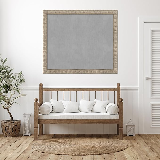 Amanti Art Silver Framed Magnetic Board 46x54 Oversize Vision Board for use with Magnets, 100% Metal Sheet to Display Items as Office Decor or for Home Organization in mudroom, Kitchen or Kids Room