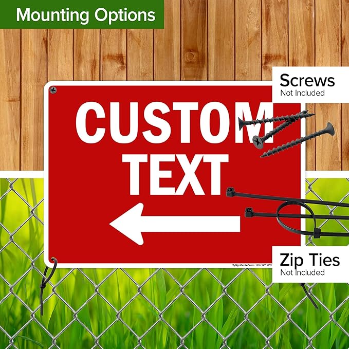 Custom Arrow,Custom Directional Sign, Left Arrow,10x14 Inches, 55 mil thick HDPE (high density polyethylene), Made in USA by My Sign Center