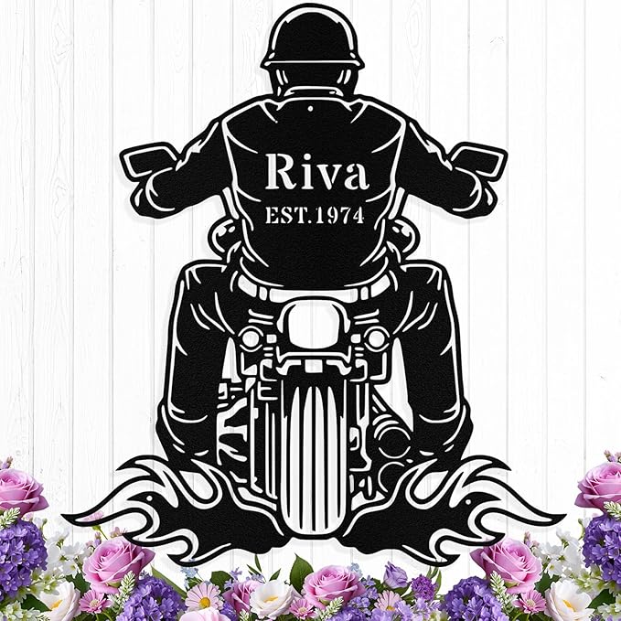 Custom Motorcycle Metal Signs Personalized Biker Name Sign Custom Garage Decor Motorbikes Wall Art Decor Motorcycle Sign Men Room Decorate Gifts for Men Husband Rider