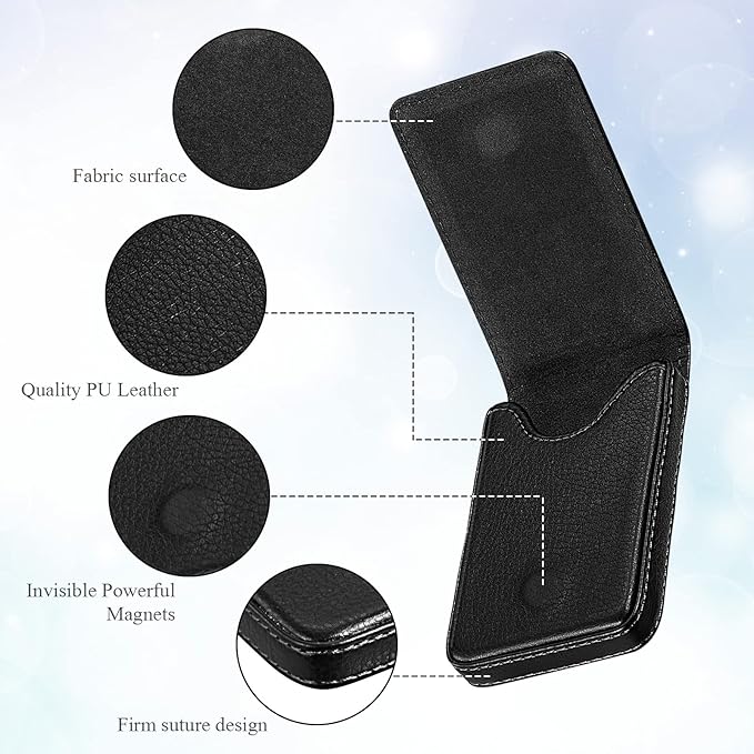 Outus 2 Pieces Business Card Holder, PU Leather Business Card Case Pocket Wallet with Magnetic Shut for Christmas Gift Men Women(Black, Classic)