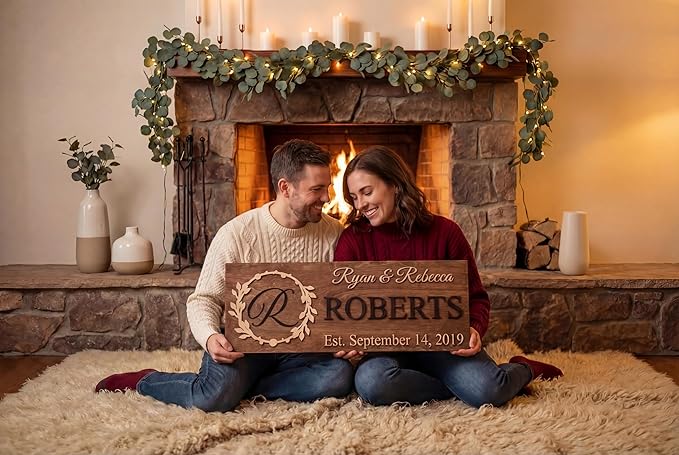 Custom Family Name Sign | Personalized Wooden Wedding Gift | Rustic Last Name Wood Plaque | Established Date Sign |Аnniversаrу (Smith Style)