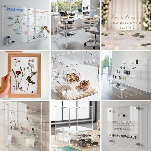 CALPALMY (2-Pack) 16x20 Inch Clear Acrylic Sheet - 1/4 Inch Thick Acrylic Plexiglass Panel for Laser Cutting, DIY Crafts, Signage, and Engraving Projects
