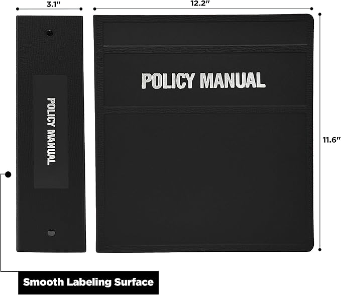 Carstens 3-Inch Heavy Duty Round Ring Binder for Policy Manuals – Side Opening, Black, Durable Plastic Covers, No-Gap Rings, No Pockets, Holds 400 US Letter Sheets, Made in USA (1761-3R)