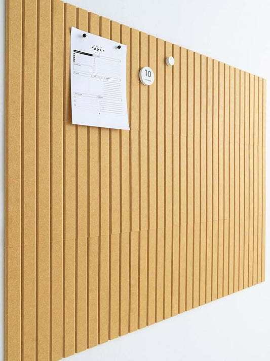 VIVELDA Large Bulletin Board 48"x36" - Office Wall Organizer to Replace your Old Cork Boards for Walls for Office Decor -12-pack Felt Wall Panels to Use in Home Office Decor, Classroom Decor (Mustard)