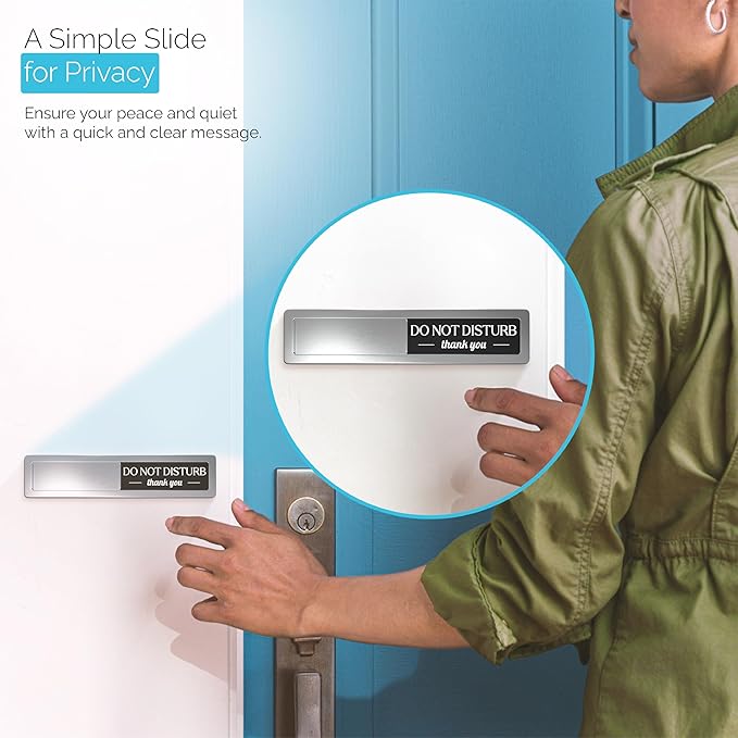 Stainless Steel Do Not Disturb Sign, Premium Please Knock Welcome Signs, Do Not Disturb Door Hanger Sign Alternative, In a Meeting Signs for Office Door, wfh Office Essentials Supplies Decor, 7x1.5