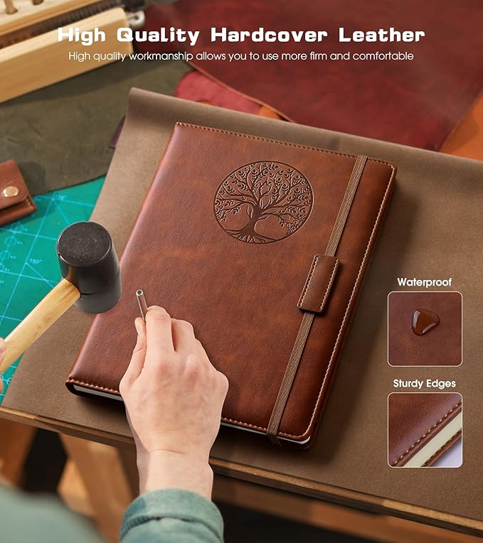 Biuwory Lined Journal Notebook for Women Men,256 Pages B5 Large Hardcover Leather Journals for Writing,Travel,Business,Work & School,College Ruled Notebooks for Note Taking,Diary Notepad 7.8"×10.2"