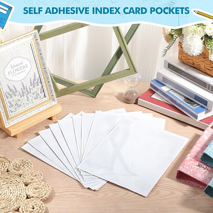 Outus Self Adhesive Shop Ticket Holders Clear Plastic Sleeves Adhesive Pockets Work Order Job Ticket Holders for Home Office Posting Signs(8.5 x 11 Inch,120 Pcs)