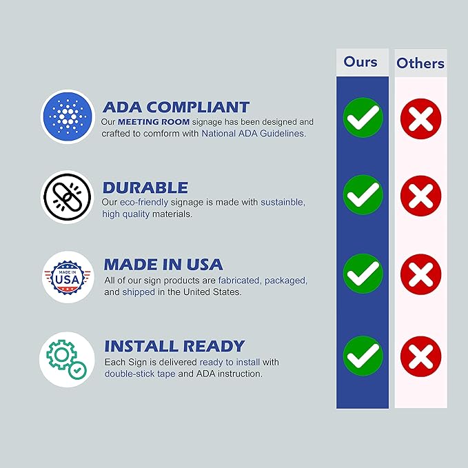 ADA CENTRAL SIGNS - 6" X4" Meeting Room Sign - ADA Compliant Tactile Graphics Grade 2 Braille Text Acrylic Wall Sign | Privacy, Interview, Room Name Sign for Schools, Hospitals, Offices, & Apartments