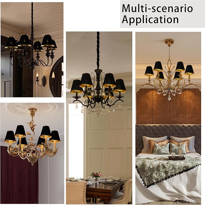 TAaMTYH small lamp shade chandelier shades set of 6，Fabric Lampshade for Wall Lamp，chandelier shades，small table lamps，For Cutting Edge bulbs, Clip-on Fitter Lampshade，3" X 6" X 5"