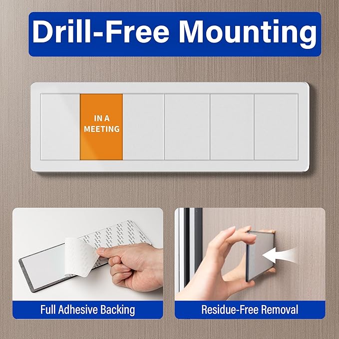 Office Door Signs with 6 Printed Status Options – Do Not Disturb, Out of Office, In a Meeting, Please Knock, Work from Home, Back Soon – Includes Custom Personalized Blank Sticker for Privacy Workspace or Studio Available and Away