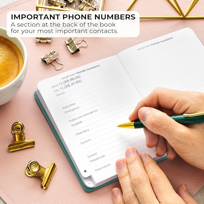 Clever Fox Address Book with alphabetic tabs - PU Leather Telephone and Address Book for Keeping Contacts Safe, Contact Organizer Journal, Small Size (4.0″ x 5.5″), Hardcover, Aquamarine