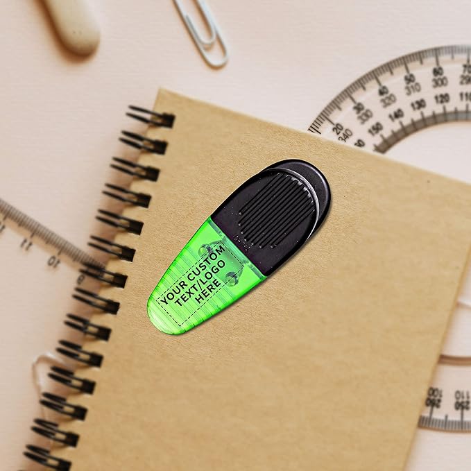 10 Magnetic Memo Holders Set - Customizable Text, Logo - Large Clip, Plastic - TGreen