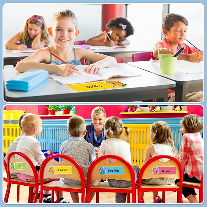 PETCEE Name Plates for Classroom Student Desks - 36Pcs Personalized Schoolbag Desk Name Tags Stickers Self Adhesive Names Labels for Kindergarten Preschool Elementary Back to School Teaching Supplies