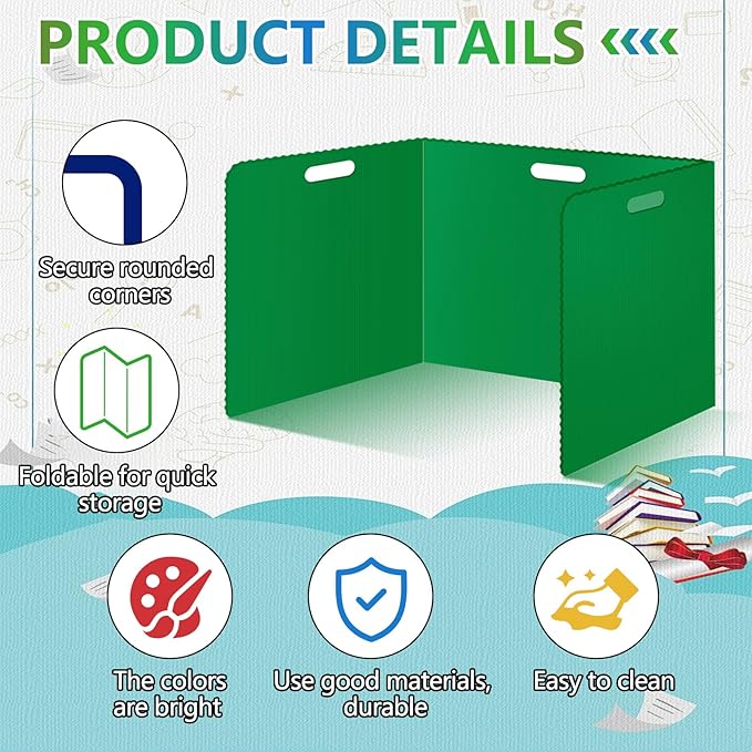 24Pack Desk Dividers for Students 14 × 17.5 × 14 Inch Plastic Durable and Waterproof Black Privacy Folders Shields Test Dividers with Classroom Privacy Boards for School Study Supplies (Muticolored)