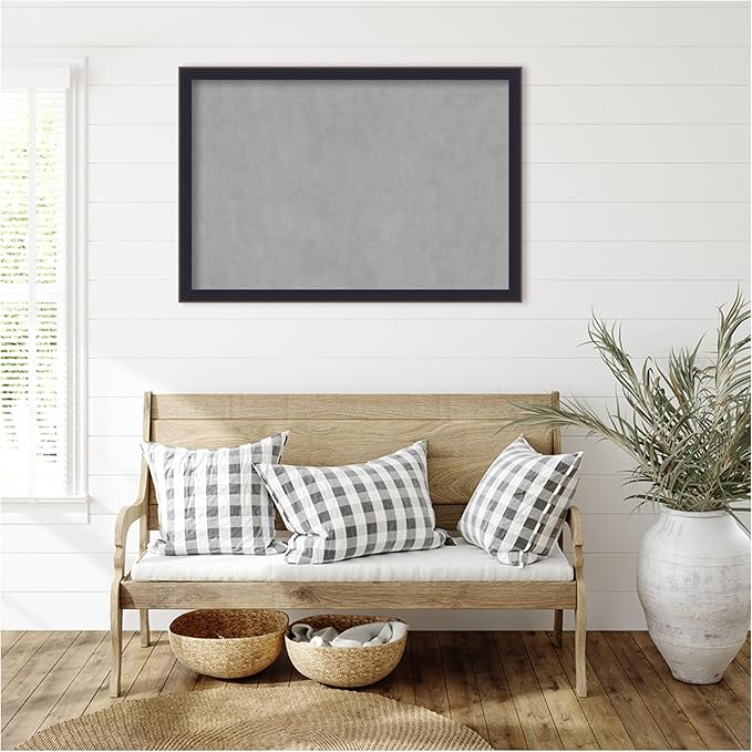 Amanti Art Black Framed Magnetic Board 27x39 Large Vision Board for use with Magnets, 100% Metal Sheet to Display Items as Office Decor or for Home Organization in mudroom, Kitchen or Kids Room
