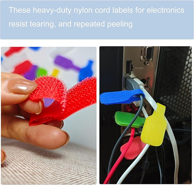 32-Pack Reusable Cable Labels - Large Plastic Tags for Cord Management & Identification,Multi-Color Wire Markers for Electronics,Charging Cords & Home Office Organization (8 Vibrant Colors)