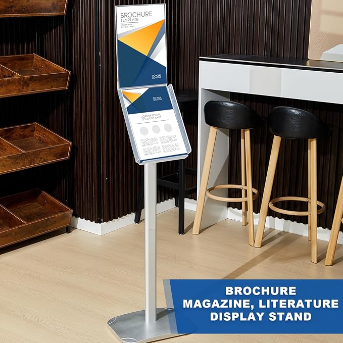 Thyle Acrylic Advertising Brochure Sign Holder Stand Displays 8.5x11 Inch for Menu Flyer Paper Document Brochure Area Landscape Free Standing Literature Business Outdoor