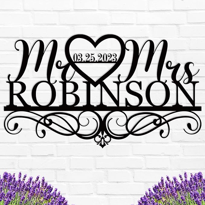 Personalized Anniversary Wedding Gift Custom Last Name Metal Sign Family Name Sign Custom Last Name Metal Sign Monogram Wall Decor Personalized Name Sign for Home