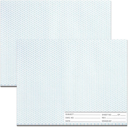 2 Pack 100 Sheets 8.5" x 11" Isometric Graph Paper Pad Landscape for 3D Designs Architecture Landscaping Engineering Drafting (Landscape)