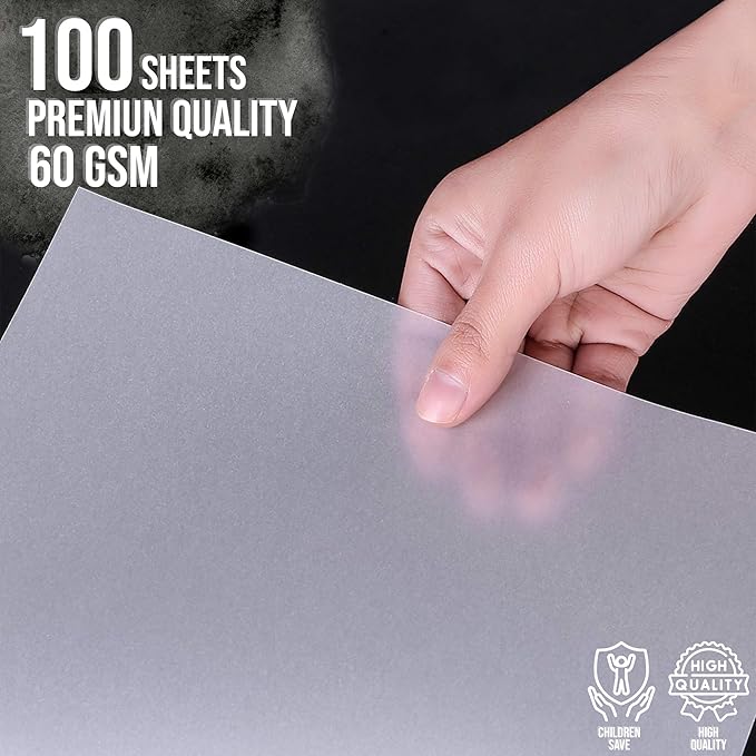 Raimarket Premium Tracing Paper Pack – 9x12 Inches, 100 Sheets, 60gsm, Transparent Paper for Drawing, Sewing and Architectural Drafting