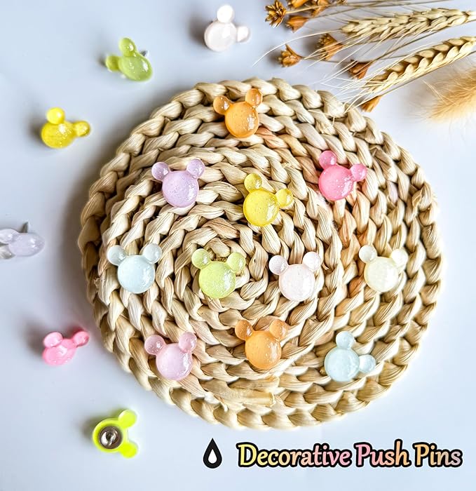 30Pcs Push Pins,Decorative Push Pin,Cute Thumb Tacks Cute Office Decor for Cork Board Bulletin Board,Desk Accessories Aesthetic,Classroom Decor,Business Home Decor（30-Mouse）