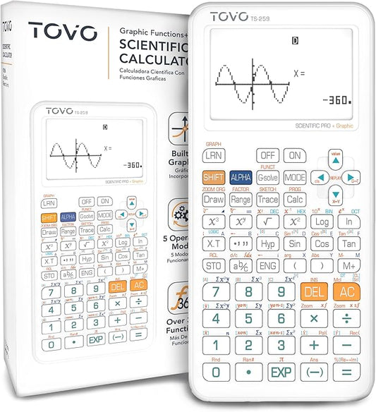 TOVO Scientific Calculator with Graphing Functions, Multiple Modes, 360 Functions, Large Screen, Intuitive Interface for Beginners, High School & Advanced Courses, TS-259 (Developed by CATIGA)