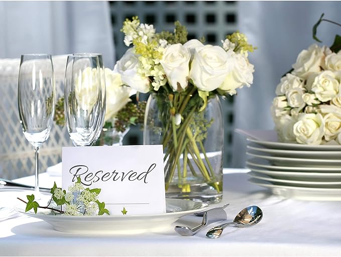 20 Pack Modern Reserved Table Sign With Name Line - Reserved Signs For Wedding - White Reserved Signs - Wedding Accessories - Tent Cards For Reserving Seats & Places - Place Cards for Party, Event