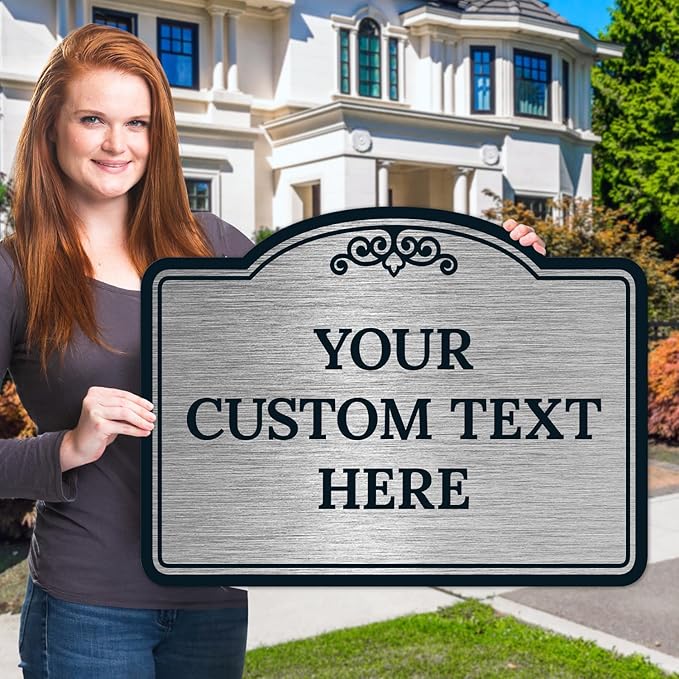 Custom Decorative Sign, Personalized Metal Sign for Business, Driveway, Home, Airbnb, Office Door Plaque, Brushed Nickel Sign, 18x24 Inches, ACM, Fade Resistant, Made in USA by Sigo Signs