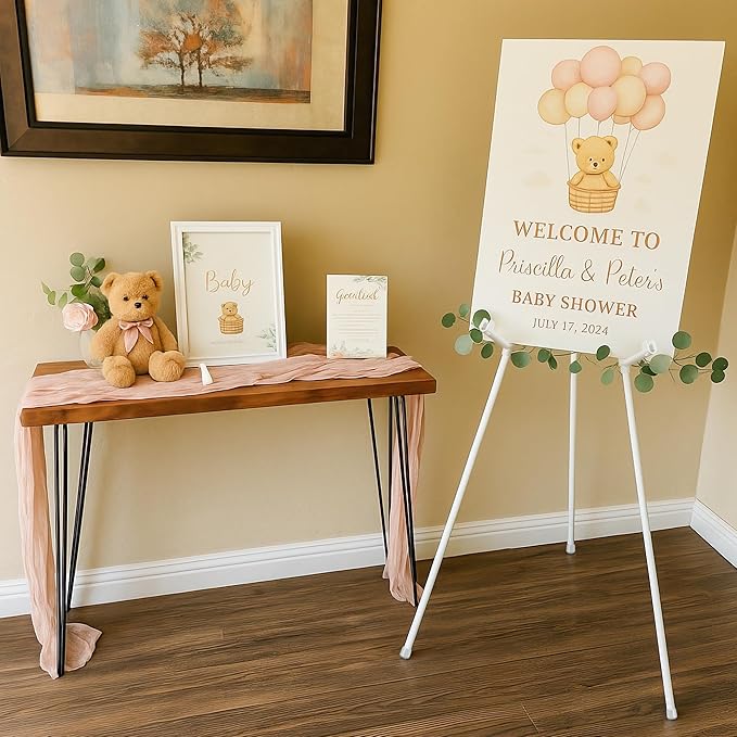 2 Pack White Easel Stand for Sign & Poster - 63" Adjustable Metal Easels for Wedding Welcome Sign, Painting, Canvas, Art Display - Portable Folding Tripod with Carry Bag, Holds 5 Lbs