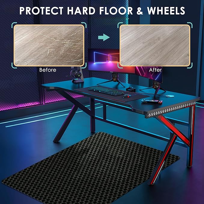 Vicwe Office Chair Mat for Hard Floor, 55"x36" Anti-Slip PVC Computer Chair Mats for Gaming, Easy Glide for Chairs, Multi-Purpose Floor Protector Desk Chair Mat for Home Office