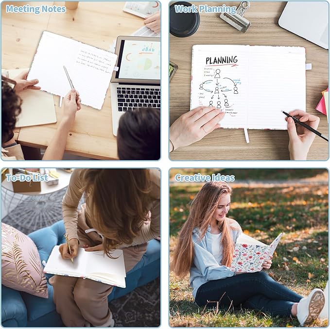 Thboxes 160 Pages Lined Journal Notebook, 5.71" X 8.27" Writing & Journaling Hardcover Executive Notebooks for Student Worker Women Men Notepads Journals for Writing Travel & Organization, Floral