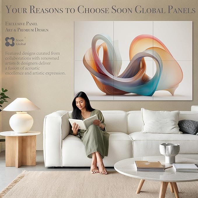 Soon Global Acoustical Wall Panels, 72 X 48 Inches Art Acoustic Panels, Decorative Acoustic Panels, Acoustic Wall Panels, Sound Absorbing Wall Art, Fluid