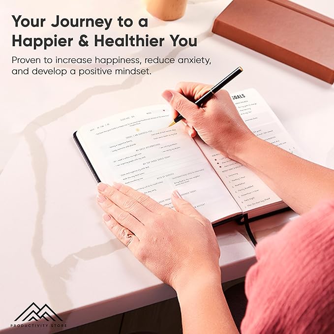 Gratitude & Self-Care Journal - Guided Mindfulness & Mental Health Journal All-in-One with Prompts for Self Discovery - Daily Journal for Men & Women by PRODUCTIVITY STORE (A5, Cream)