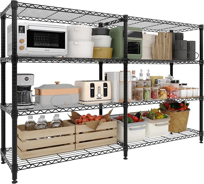 MilleLoom 4-Tier Metal Shelving Unit, Heavy Duty Storage Shelves Adjustable Garage Shelf, Easy Assembly, for Basement, Kitchen & Pantry Room Organization, 13.8" D x 60" W x 59.5" H