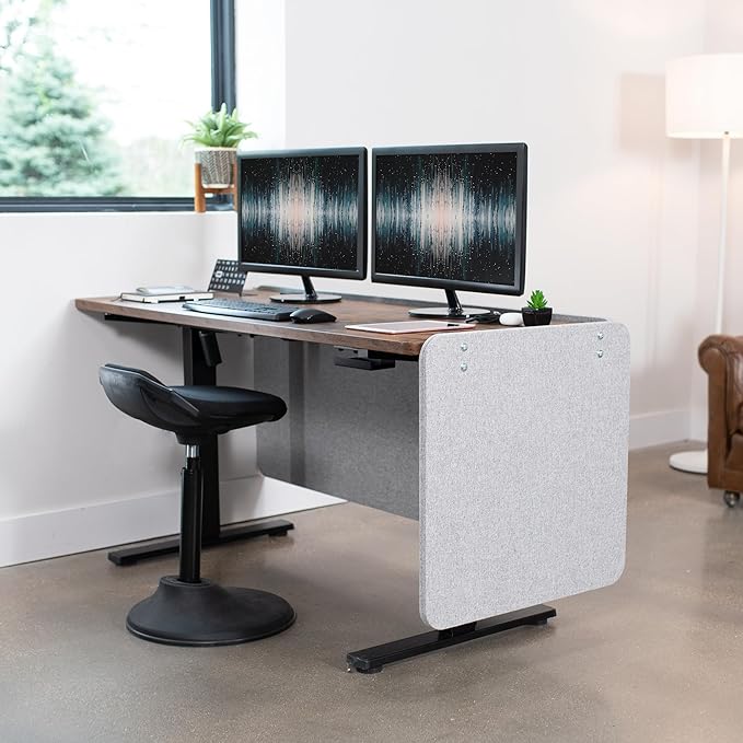 VIVO Clamp-on Privacy Panels 60 x 24 inch (x1), 24 x 24 inch (x2), Sound Absorbing Cubicle Desk Dividers, 3 Acoustic Partitions, Gray, PP-3-V108G